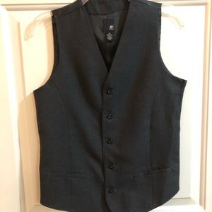 JF Ferrar Black and Dark  Gray Plaid 5 Button Vest